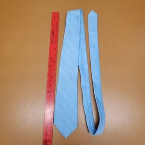 Par Excellence Mens Light Blue Diagonal Striped Textured Polyester Necktie